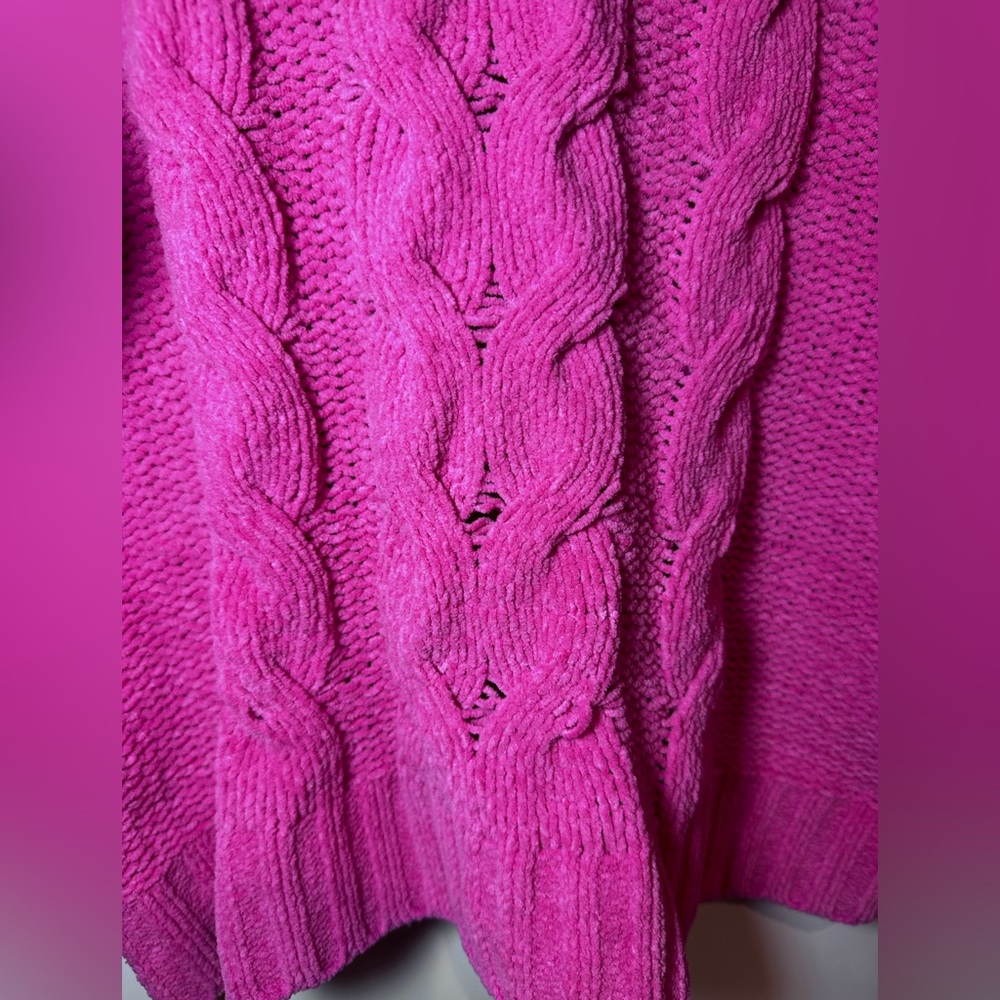 American Eagle Pink Chunky Cable Knit Sweater Plush Cozy Pullover Medium - Picture 8 of 12